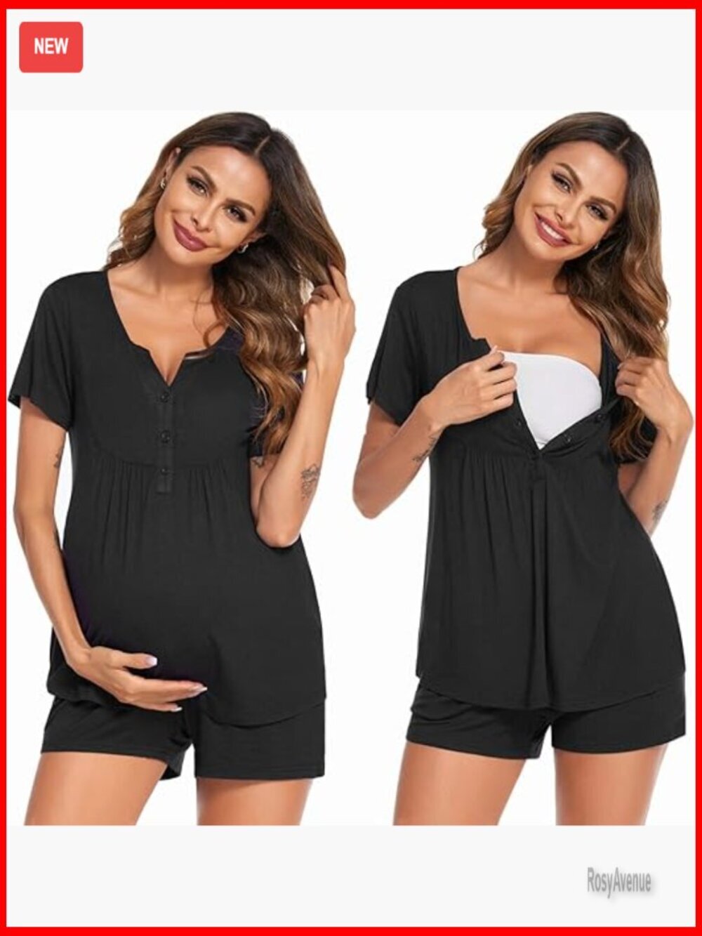 Maternity Nursing Pajama Set Short Sleeve Postpartum Breastfeeding Pjs